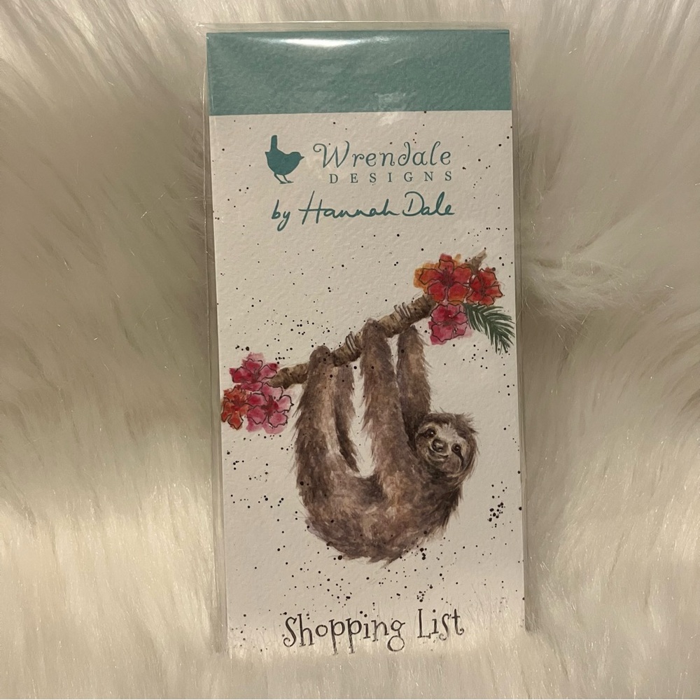 Sloth Magnetic Shopping List Notepad Wrendale Designs by Hannah Dale - NEW